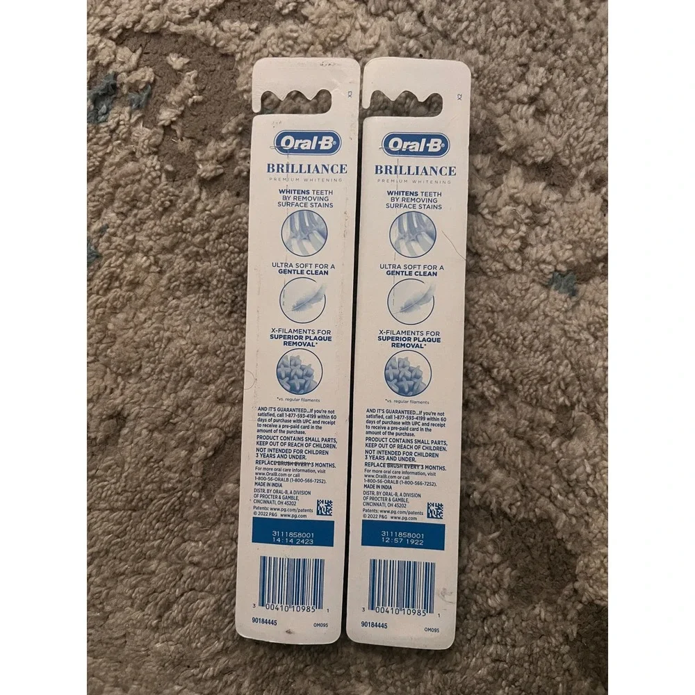 Oral-B Brilliance Premium Whitening Toothbrush Ultra Soft 2 Pack Teal Coral